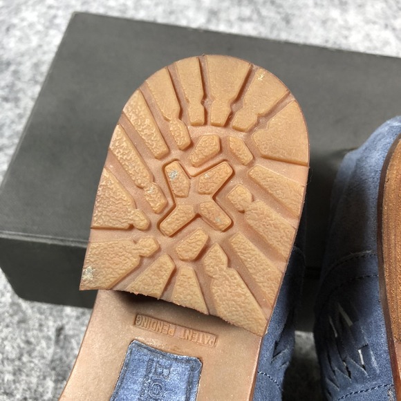 Born Shoes Womens Size 6.5 Blue Suede Ruched Woven Back Zip Booties F36204 - Picture 15 of 15